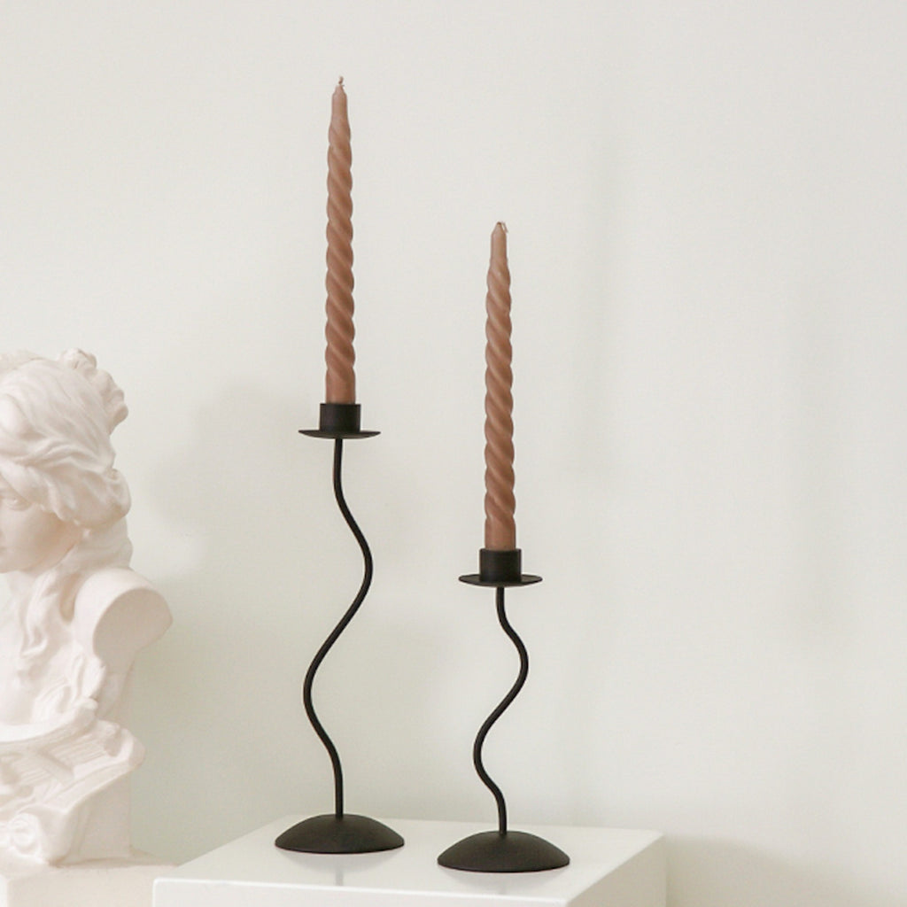 Elegant Black Taper Candle Holders Dark, Tall Candlesticks for