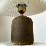 Vintage Brown Ceramic Table Lamp Fabric Pleated Shade