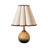 Brown Globe Table Lamp Linen Scallop Brown Trim Shade