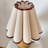 Brown Globe Table Lamp Linen Scallop Brown Trim Shade