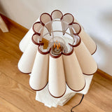 Brown Globe Table Lamp Linen Scallop Brown Trim Shade