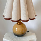Brown Globe Table Lamp Linen Scallop Brown Trim Shade