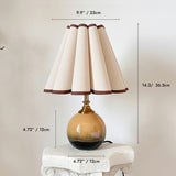 Brown Globe Table Lamp Linen Scallop Brown Trim Shade