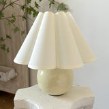 Ceramic Cream Round Table Lamp Cream Petal Shade