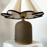Vintage Brown Ceramic Table Lamp Fabric Pleated Petal Shade