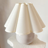 White Round Ceramic Scallop Petal Shade Table Lamp