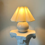 White Round Ceramic Scallop Petal Shade Table Lamp