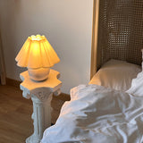 White Round Ceramic Scallop Petal Shade Table Lamp