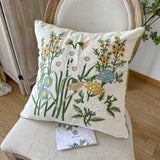 Embroidery Spring Daisy Plants Throw Pillow Covers