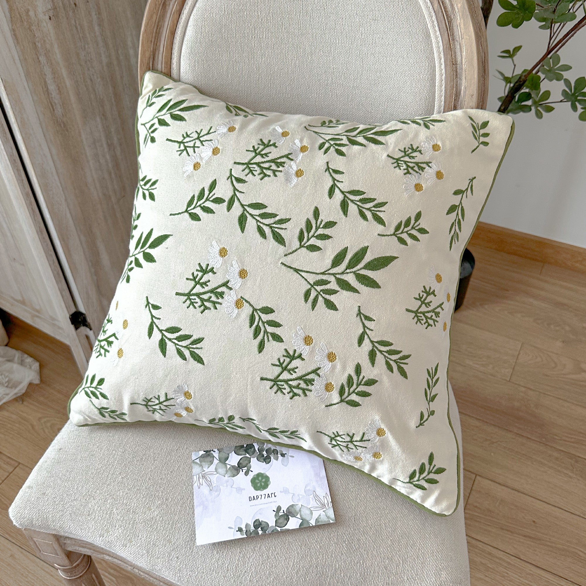 Embroidery Spring Plants Throw Pillow Covers