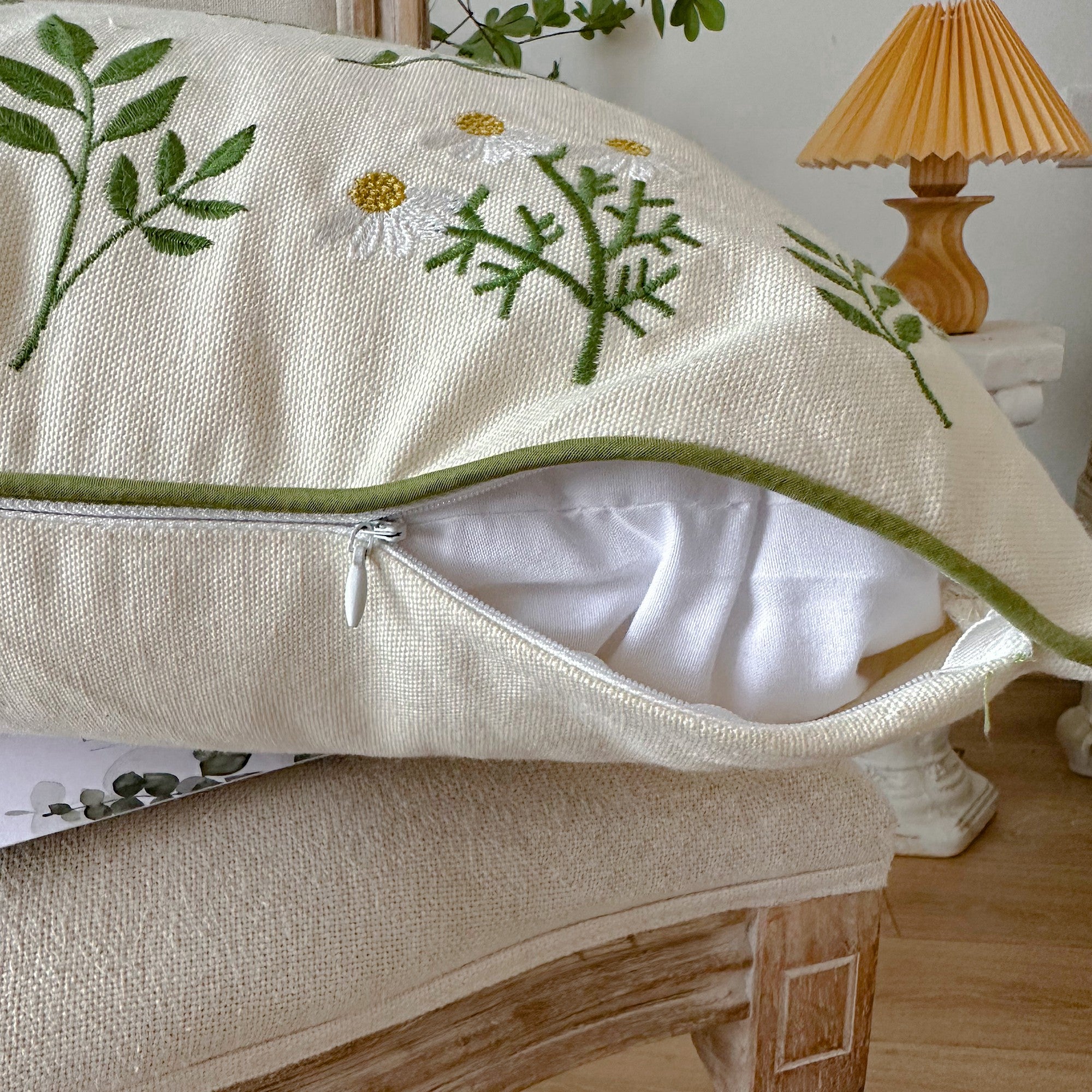 Embroidery Spring Plants Throw Pillow Covers