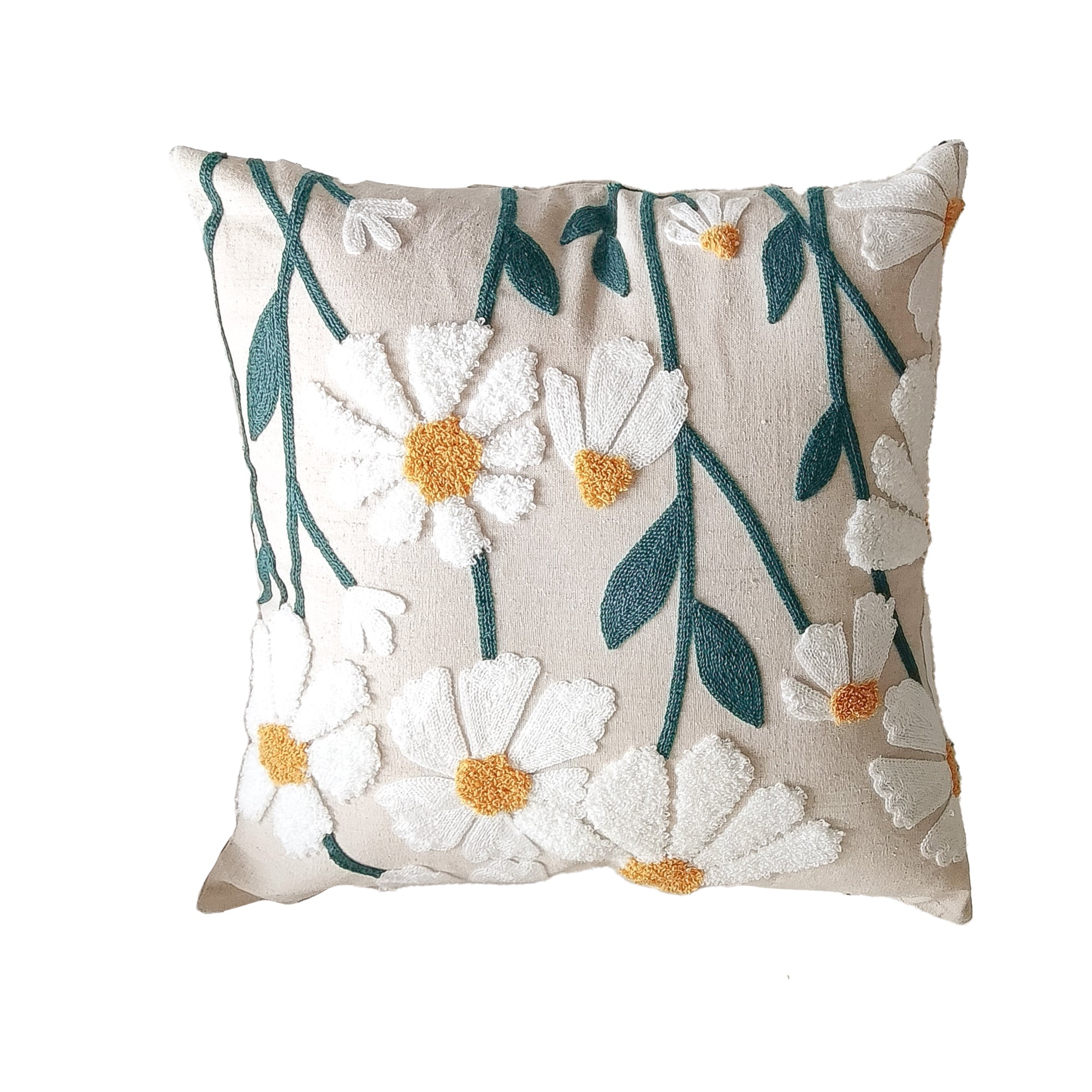 Flower Embroidered Throw Pillows Covers 18x18
