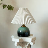 Green Glaze Ceramic Table Lamp Pleated Shade