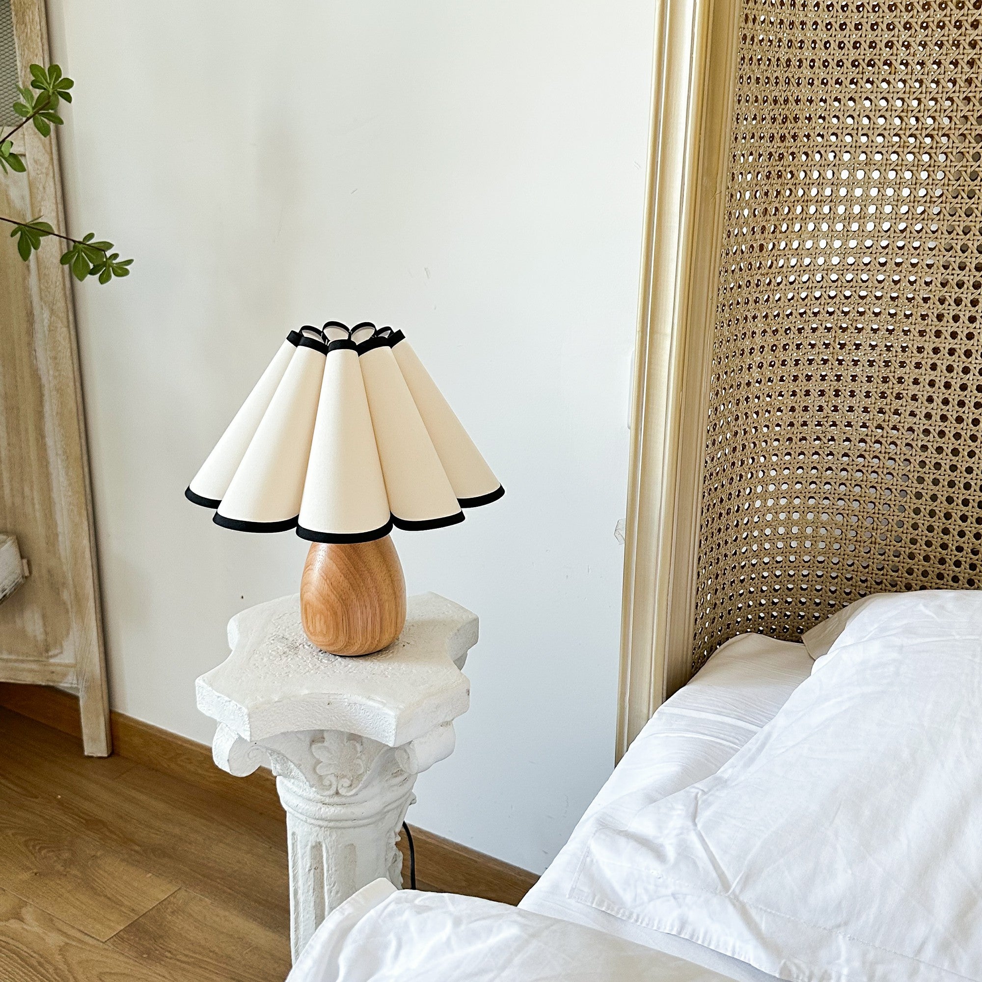 Wooden Table Lamp Petal Lampshade