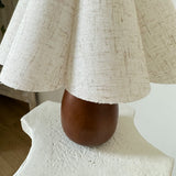 Walnut Color Paint Wood Table Lamp Pleated Linen Petal lampshade
