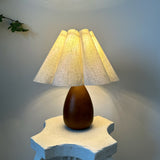 Walnut Color Paint Wood Table Lamp Pleated Linen Petal lampshade