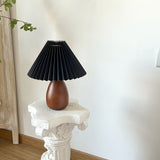 Walnut Color Paint Wood Table Lamp Pleated lampshade