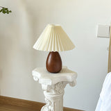 Walnut Color Paint Wood Table Lamp Pleated lampshade