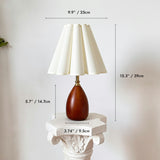 Wood Table Lamp Cream Scallop Pleated Petal Shade