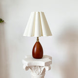 Wood Table Lamp Cream Scallop Pleated Petal Shade