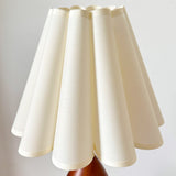 Wood Table Lamp Cream Scallop Pleated Petal Shade