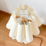 Wood Table Lamp Cream Scallop Pleated Petal Shade