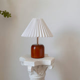 Cylvara wood table lamp with white pleated shade