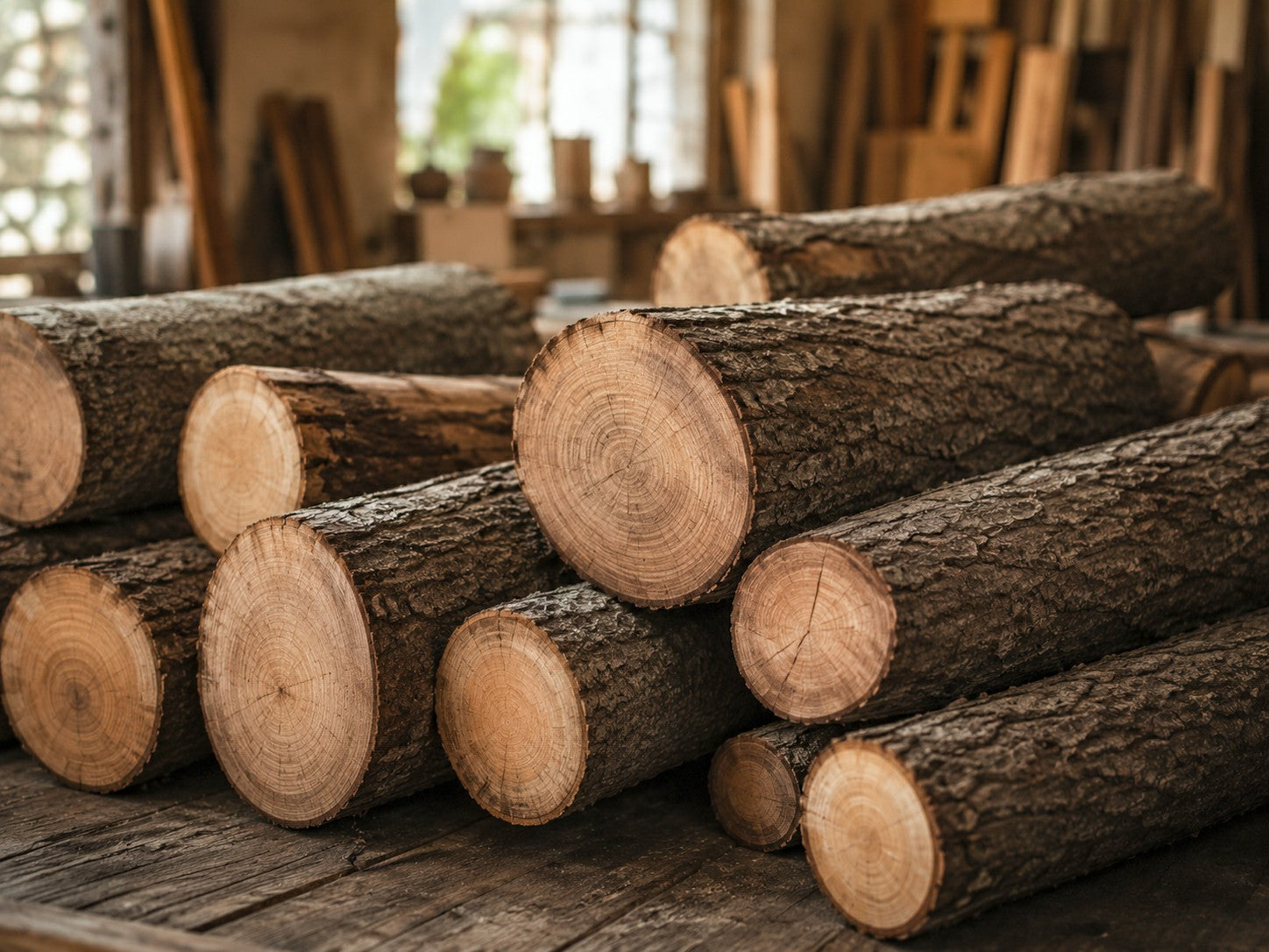 Concept image of wooden material pieces arranged for review