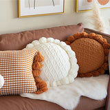 Cozy Pompom Tassels Knit Pillow