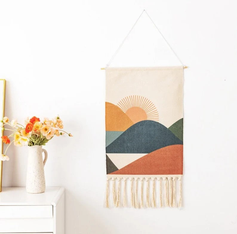 Abstract Sunrise and Sunset Macrame Wall Hanging