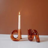 Art Bent Curved Glass Candle Holder