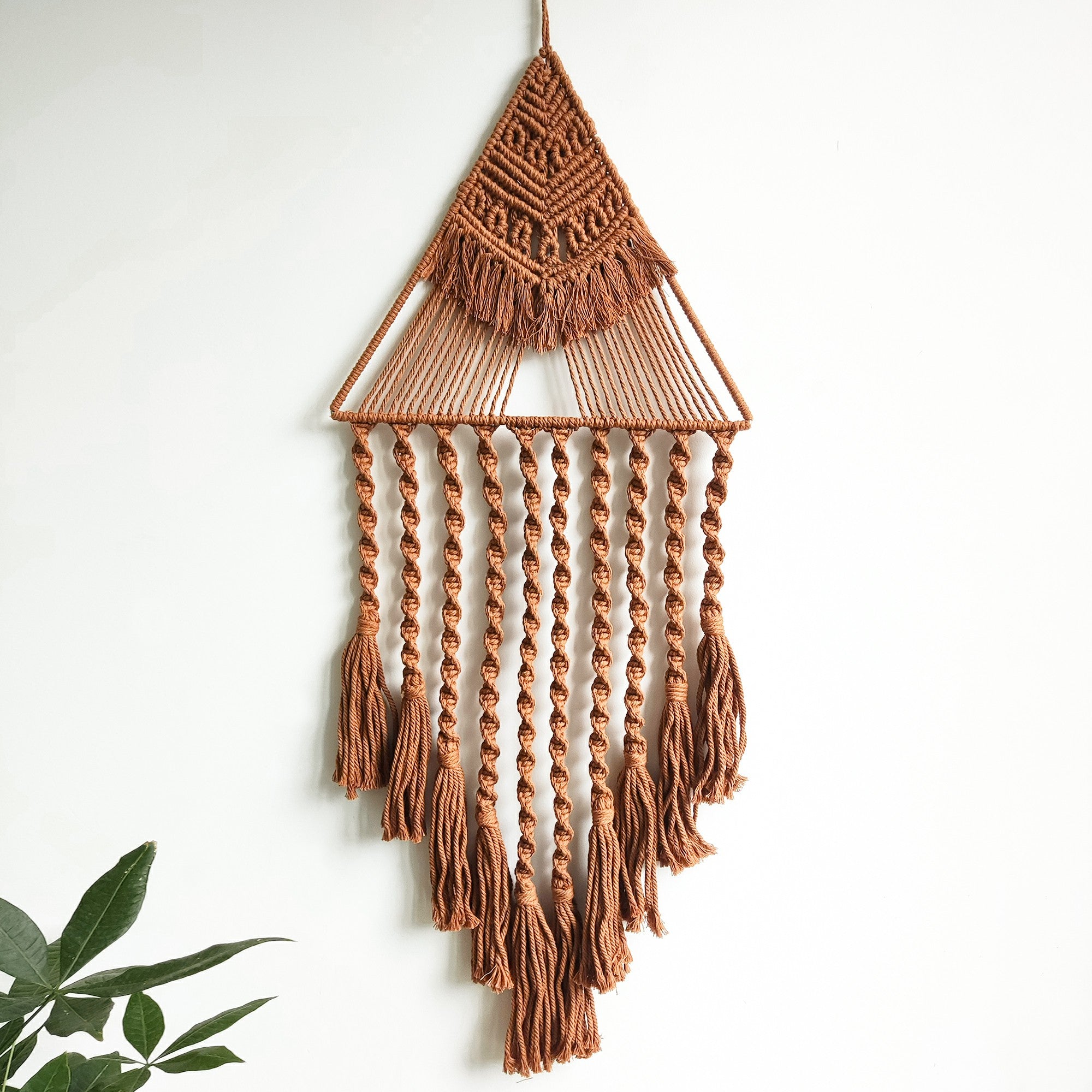 Boho Macrame Triangle Wall Hanging wi...