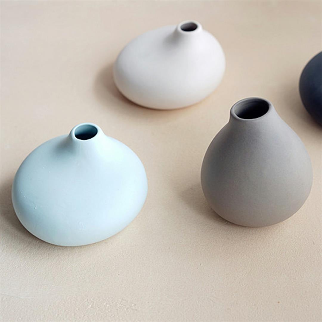 Ceramic Rustic Round Flat Vases