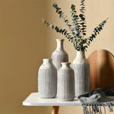 Ceramic White Ribbed Vase