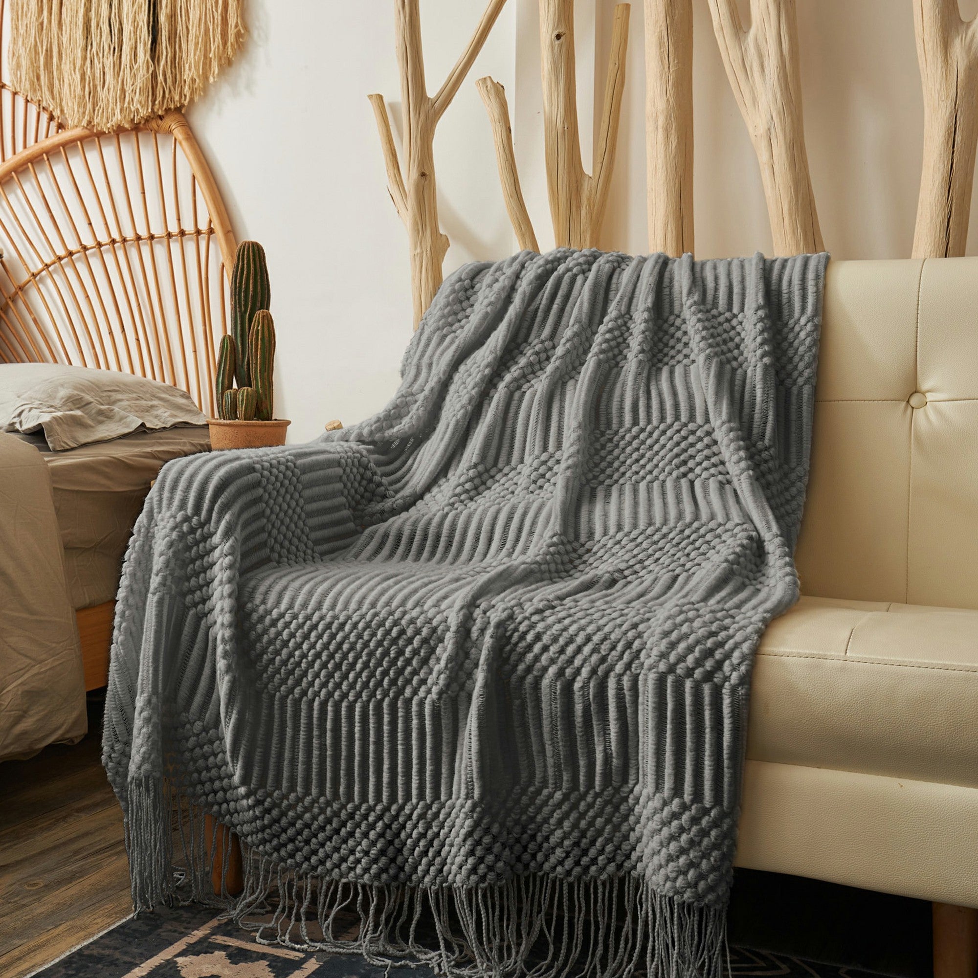 Cozy Fringe Ends Throw
