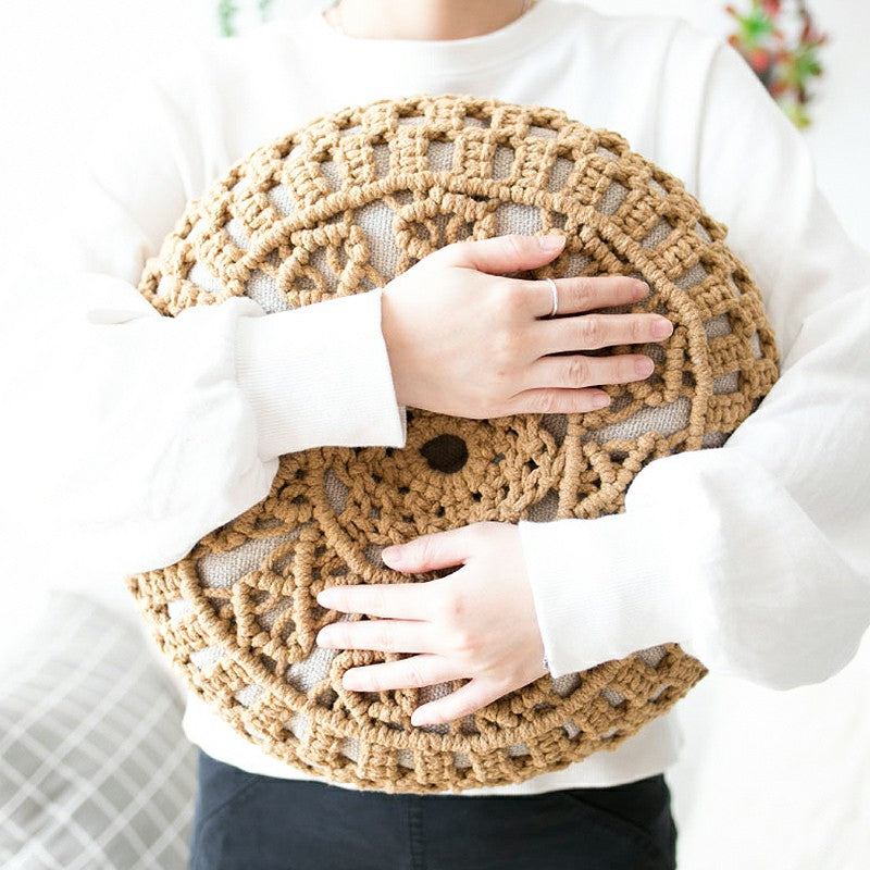 Cozy Boho Macrame Round Pouf – Creatfunny