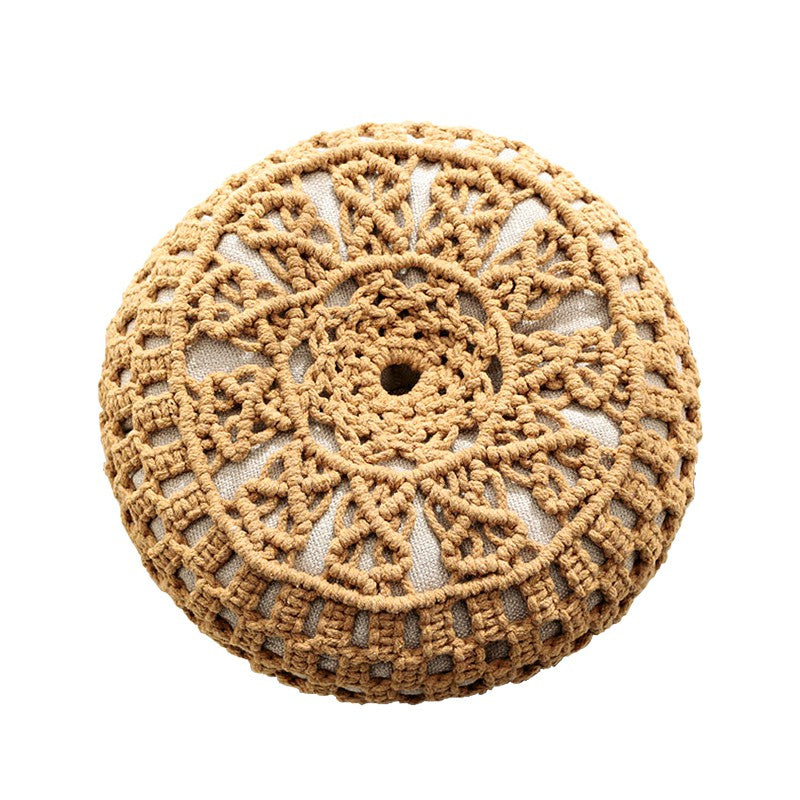 Cozy Boho Macrame Round Pouf – Creatfunny