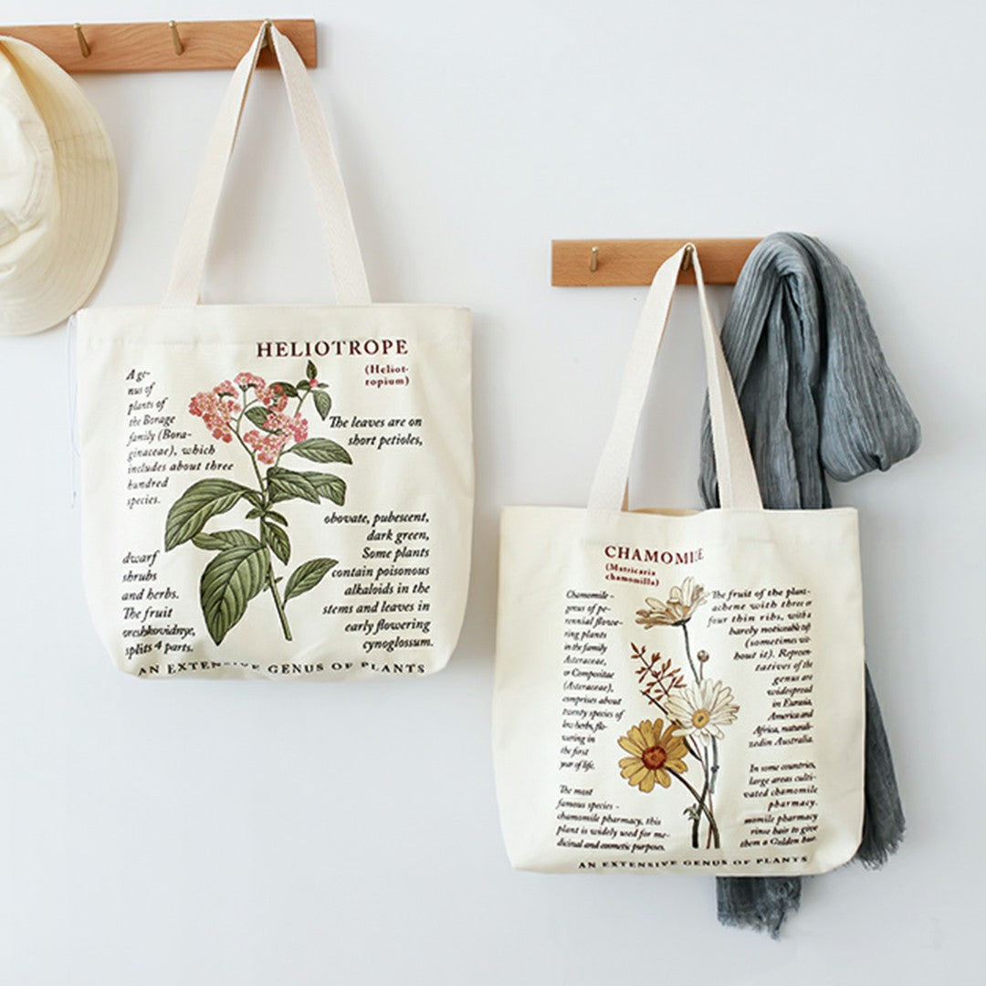 Cute Canvas Flowers Tote Bag - Main Image