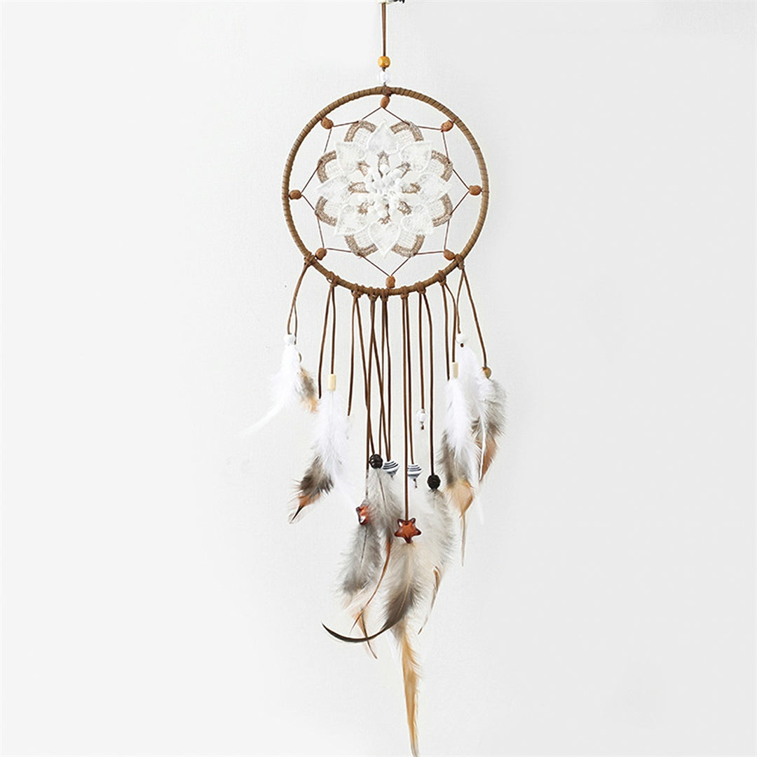 Chic Floral Handmade Feather Dream Catcher