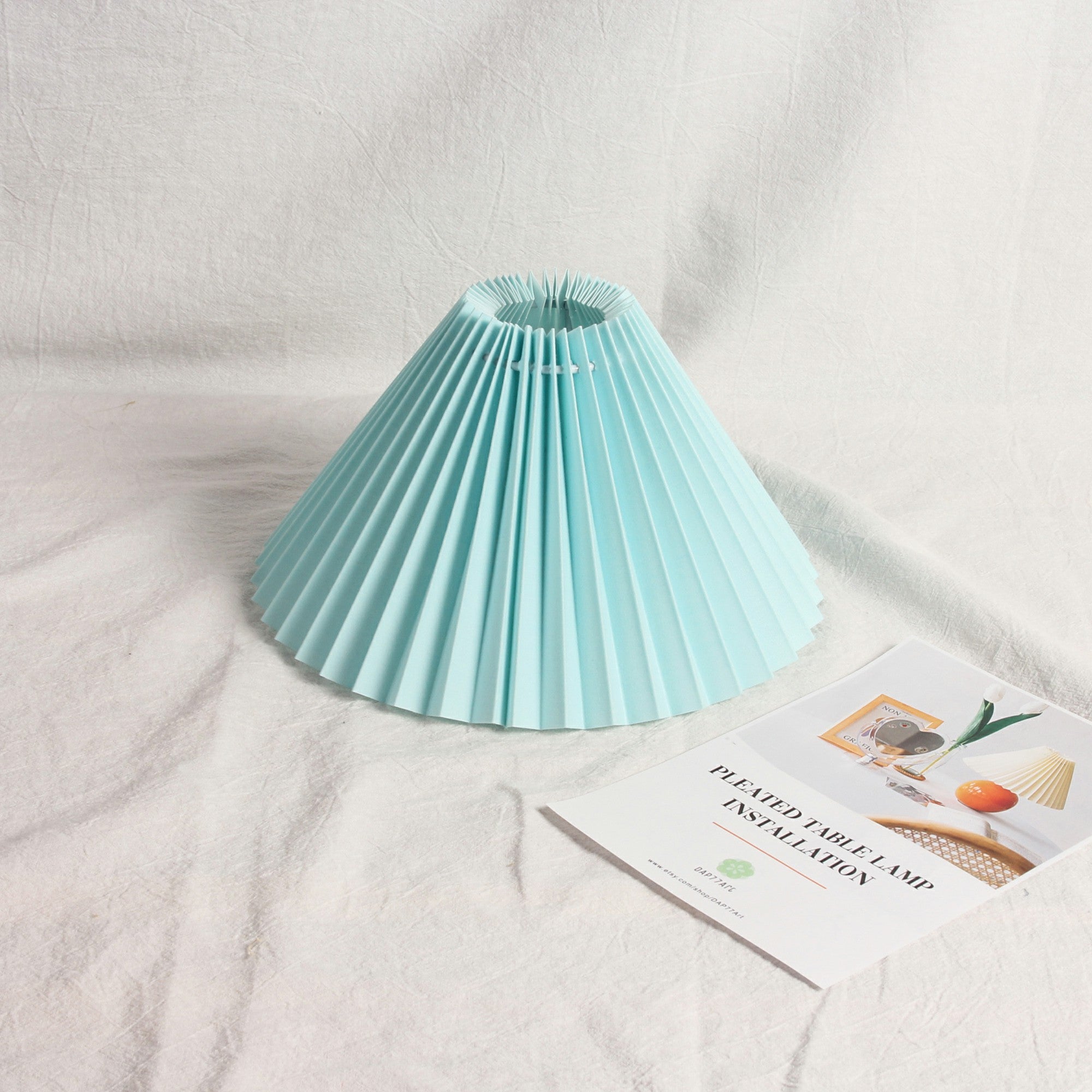 light blue pleated lampshade
