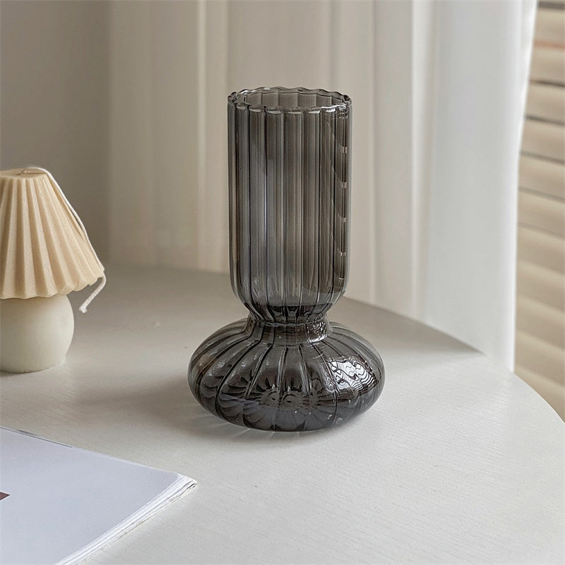 Ribbed Tall Glass Vase