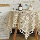 Crochet Tassels Tablecloths - Staggered & Tassels / 22" x 22" / 55 x 55cm
