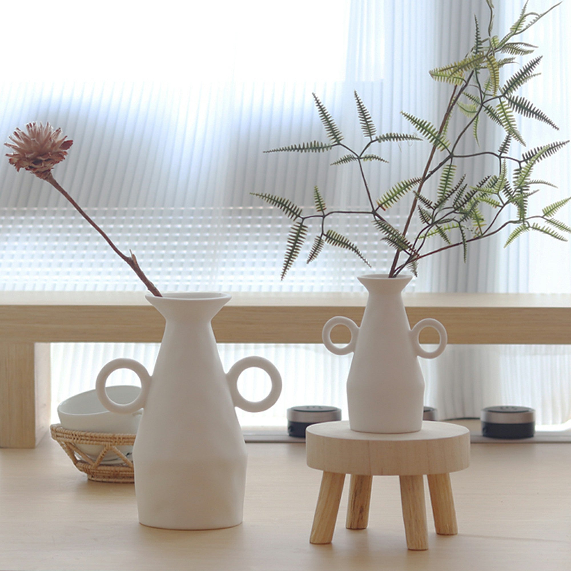 Nordic Rustic White Ceramic Vase