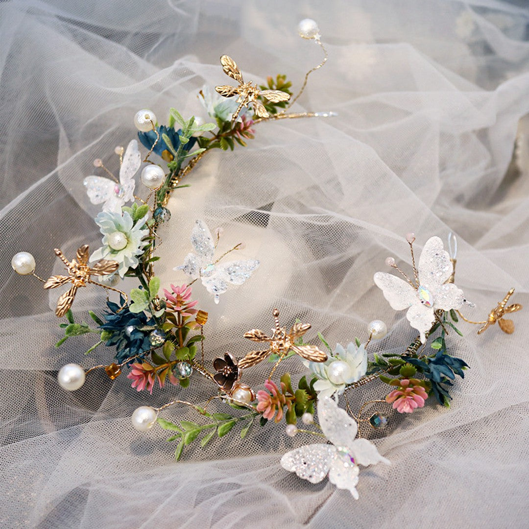 Handmade Pearl Flower Fairy Crown Garland